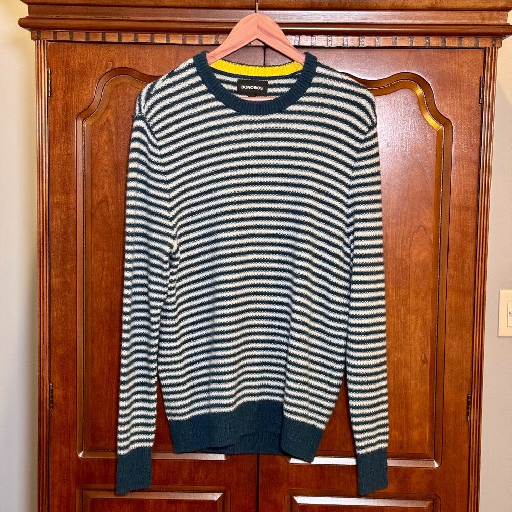 Bonobos Striped Crewneck Sweater in Navy and White